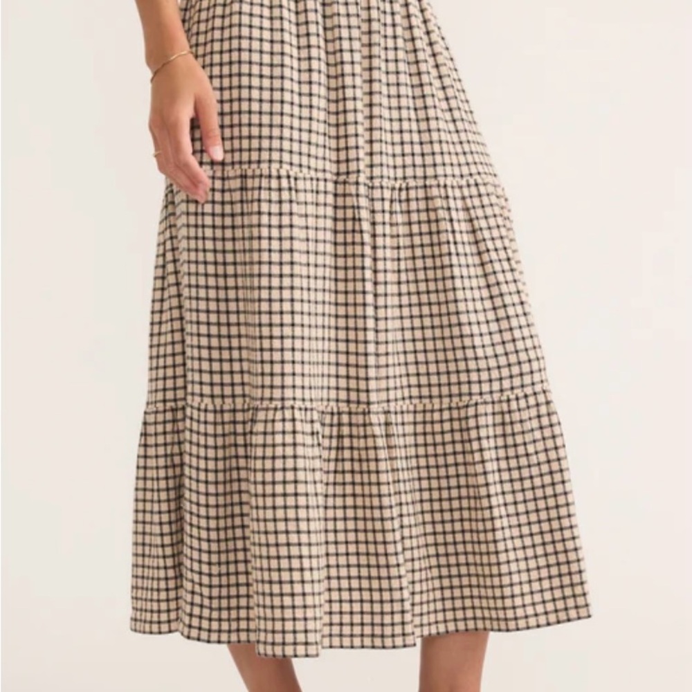 Marine Layer Chloe Smocked Plaid Midi Skirt